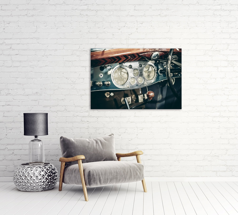 Oldtimer Cockpit | Glasplaat | 80 x 120 cm