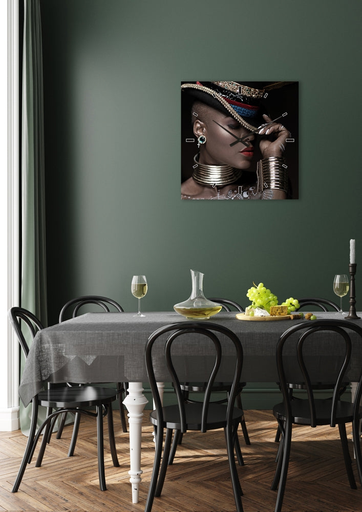 Wandklok Beautiful Woman | Glasplaat | 60 x 60 cm