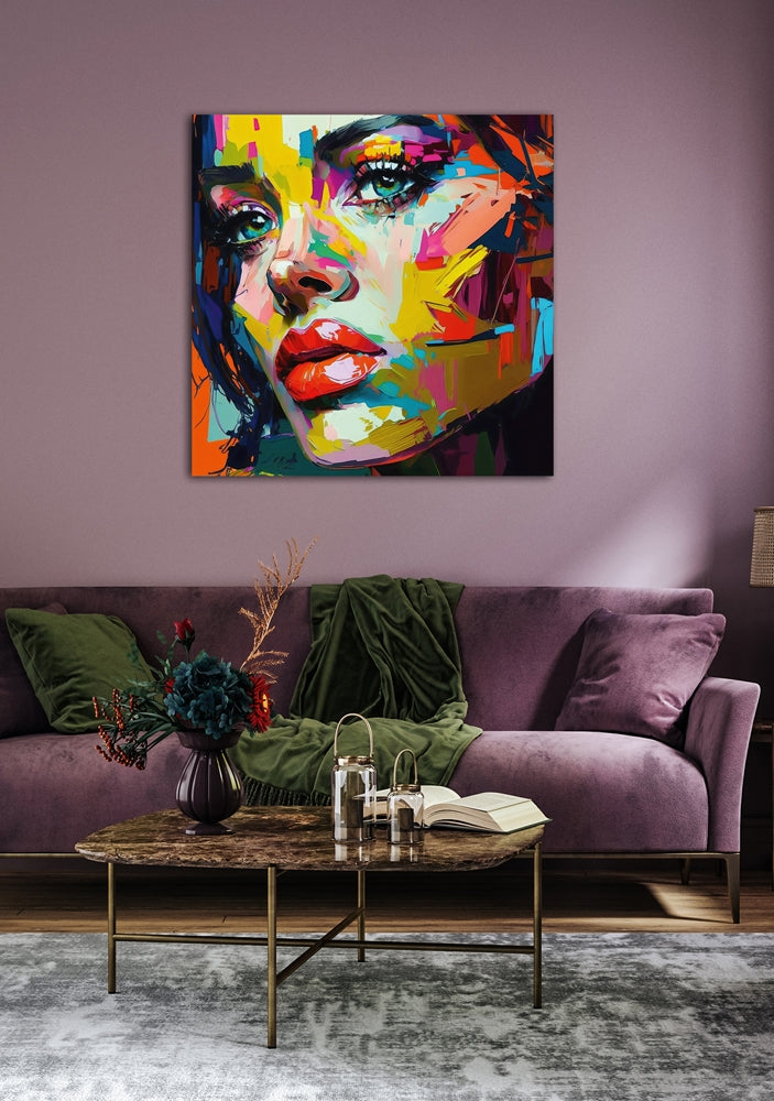 Colourful Portrait | Acryl glasplaat | 95 x 95 cm
