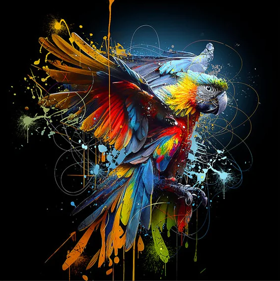 Colour Parrot | Glasplaat | 60 x 60  cm