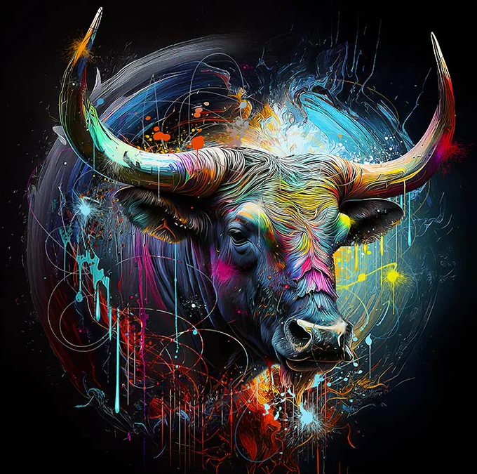 Colour Bull | Glasplaat | 60 x 60  cm