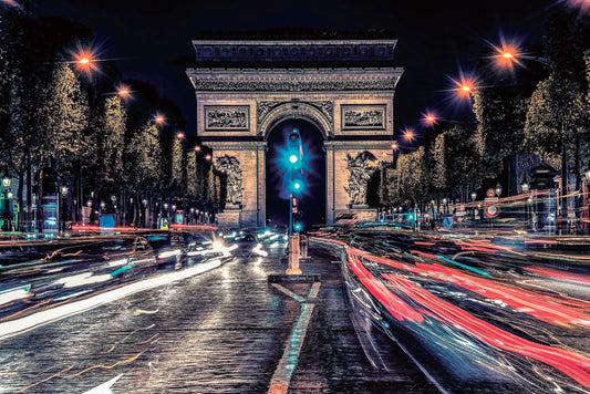 Flits road night | Glasplaat | 80 x 120  cm