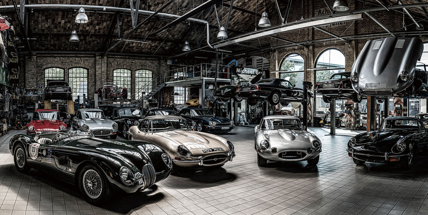 Garage Oldtimers | Glasplaat | 50 x 100  cm