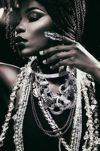 Beauty with chain Jewellery | Glasplaat | 80 x 120 cm