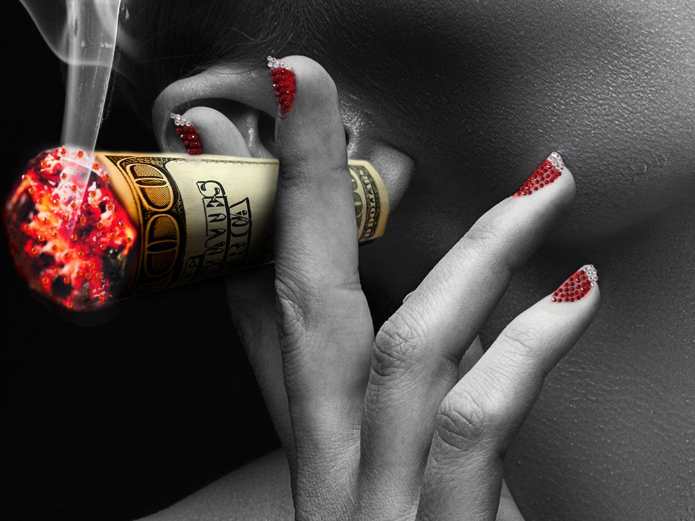Smoking Red Lips | Glasplaat | 80 x 120  cm