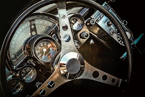 Oldtimer Steering Wheel | Glasplaat | 80 x 120 cm