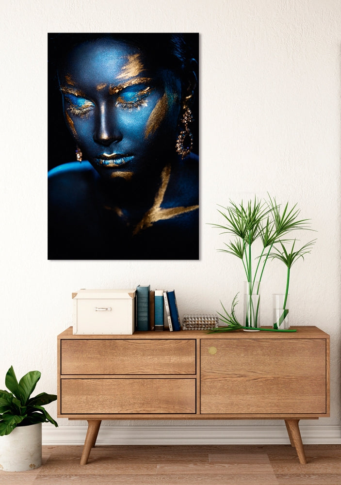 Beauty blue gold | Glasplaat | 80 x 120 cm