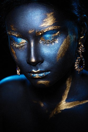 Beauty blue gold | Glasplaat | 80 x 120 cm