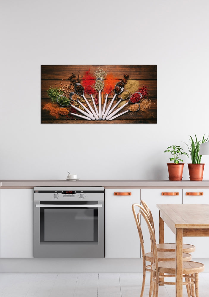 Modern spoons with spices II | Glasplaat | 40 x 80 cm