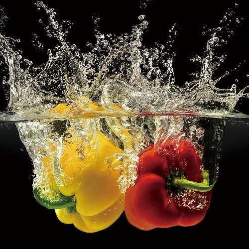 Splash Peppers | Glasplaat | 60 x 60 cm