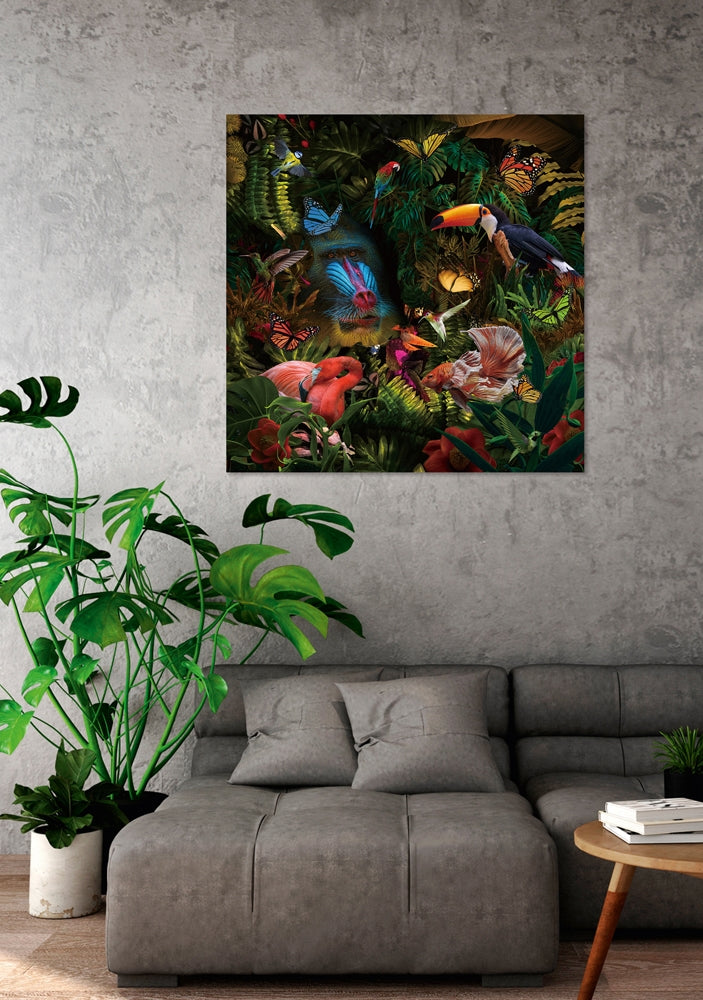 Colour Jungle Paradis | Glasplaat | 100 x 100 cm