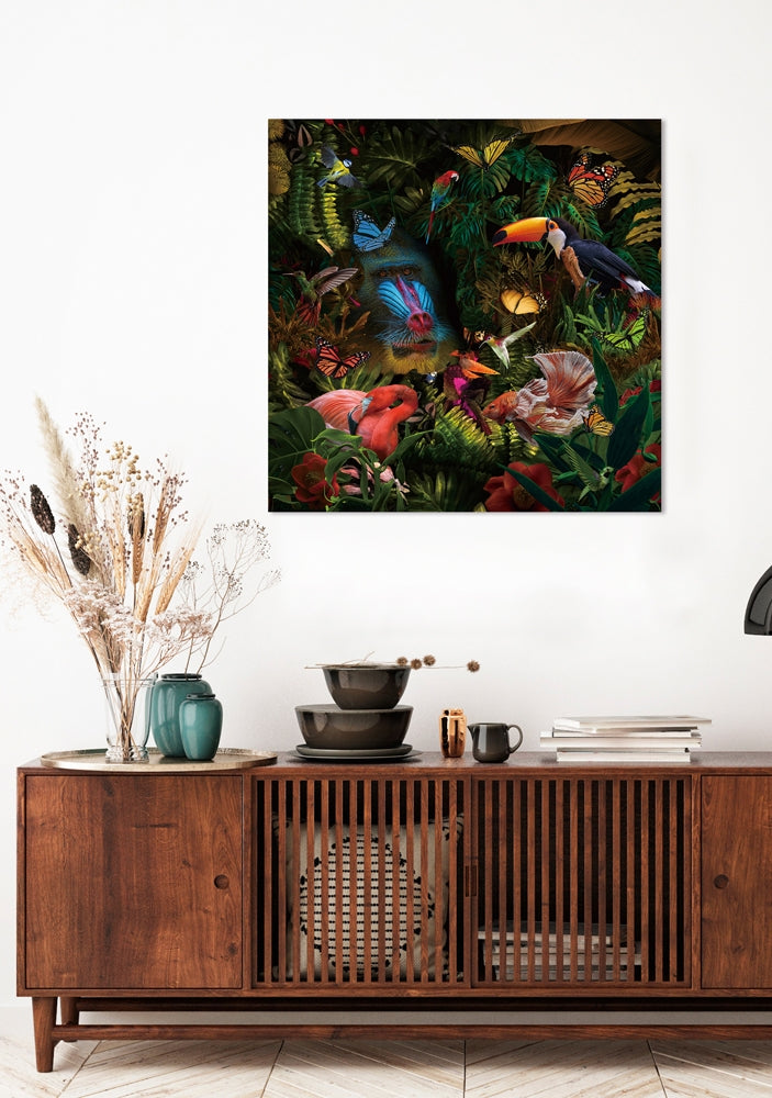 Colour Jungle Paradis | Glasplaat | 100 x 100 cm
