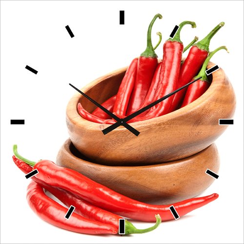 Wandklok Red Chili  | Glasplaat | 60 x 60 cm