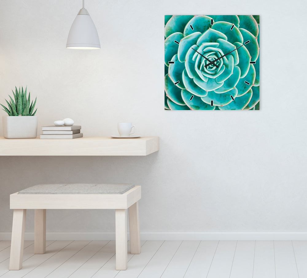 Wandklok Zeegroen Ibiza | Glasplaat | 60 x 60 cm
