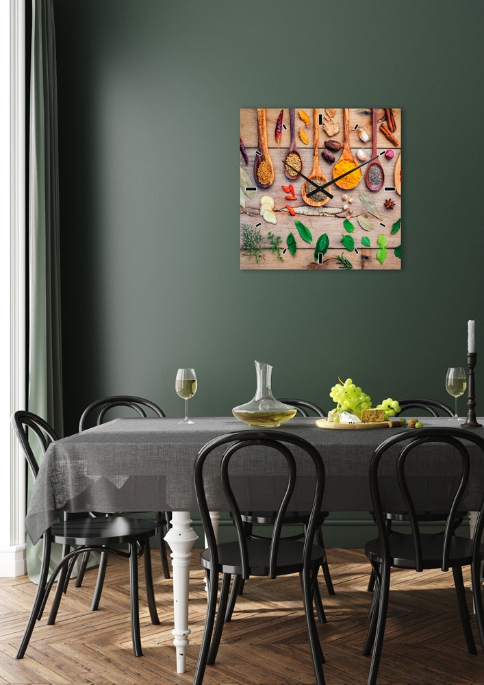 Wandklok Country Spices  | Glasplaat | 60 x 60 cm