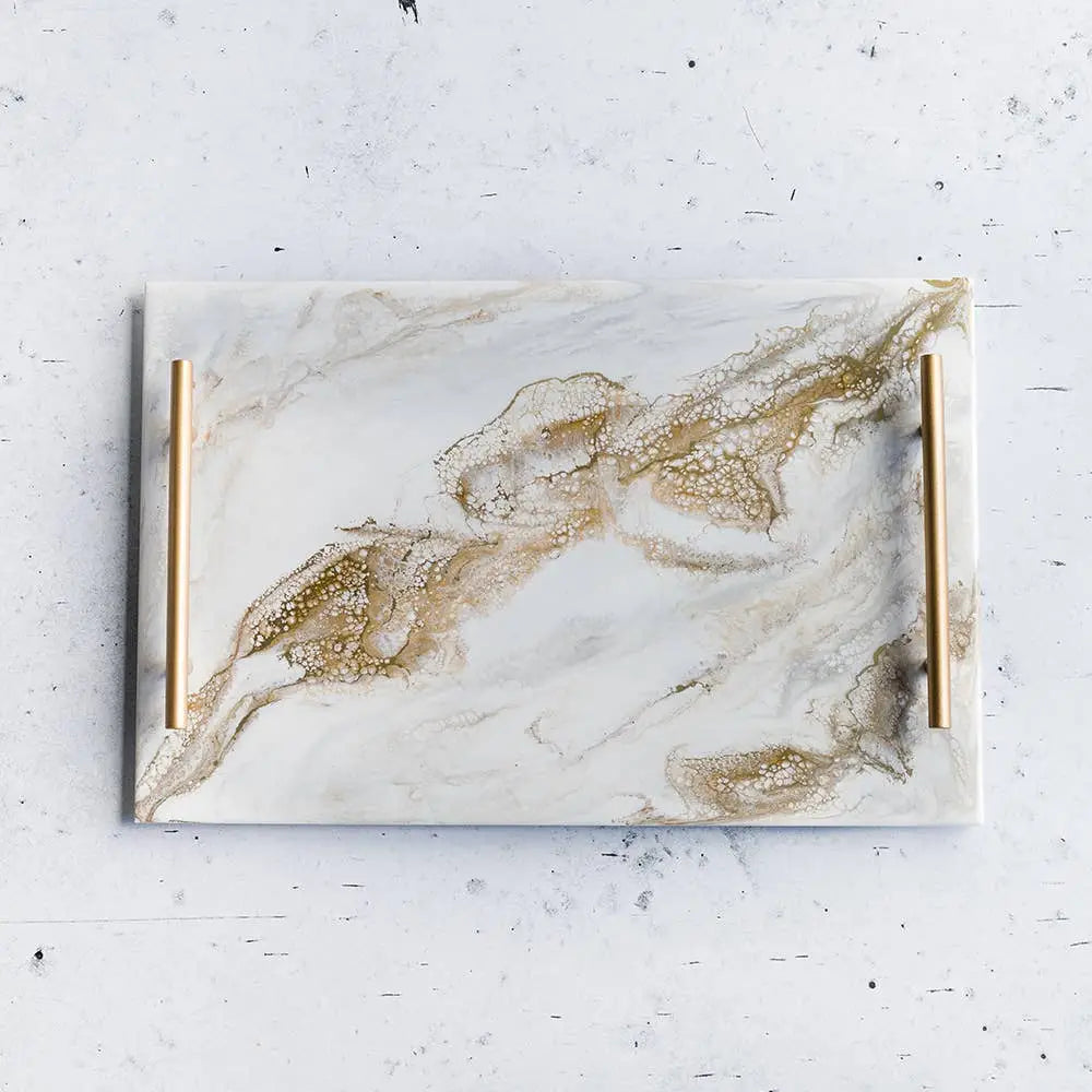 Dienblad van hars met handgrepen | handgemaakt | Gift