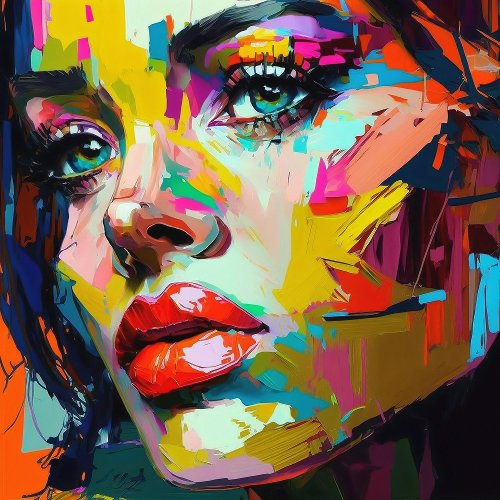 Colourful Portrait | Acryl glasplaat | 95 x 95 cm