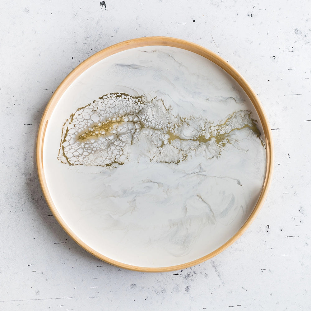 Rond dienblad van hars | handgemaakt | Gift