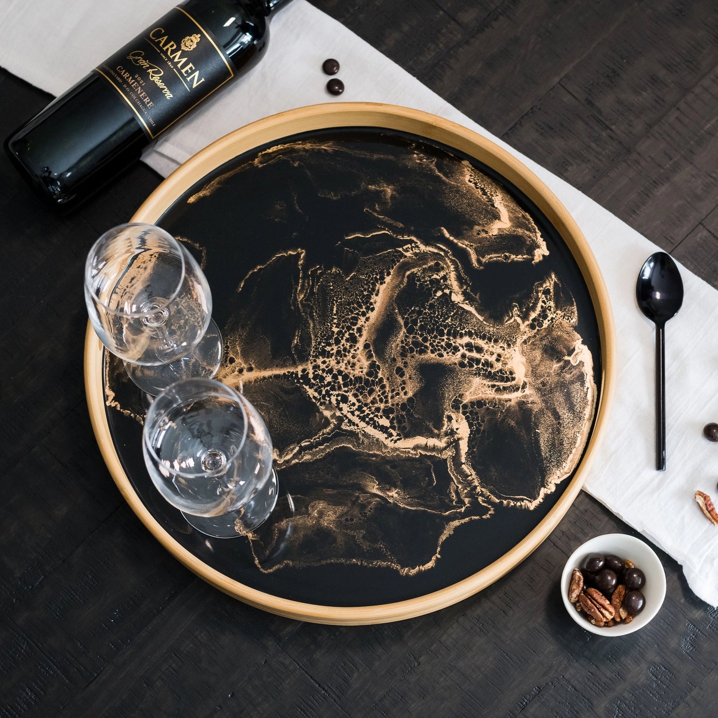 Rond dienblad van hars | handgemaakt | Gift
