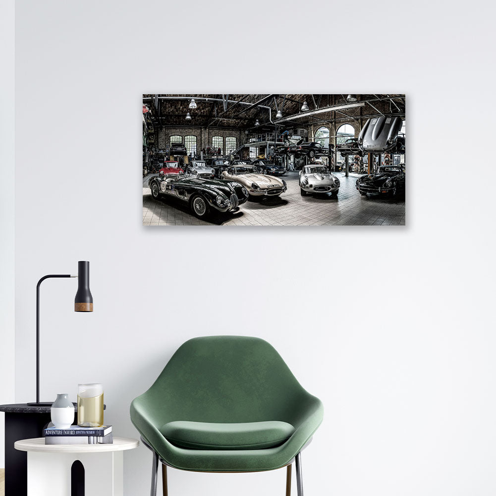 Garage Oldtimers | Glasplaat | 50 x 100  cm
